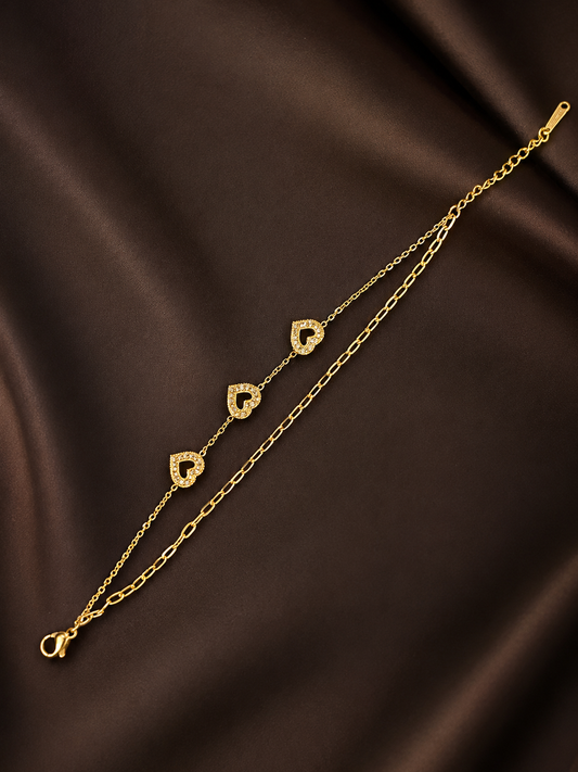 Three heart bracelet