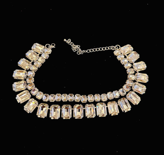 The Celestia Double-Row Emerald-Cut Choker Necklace