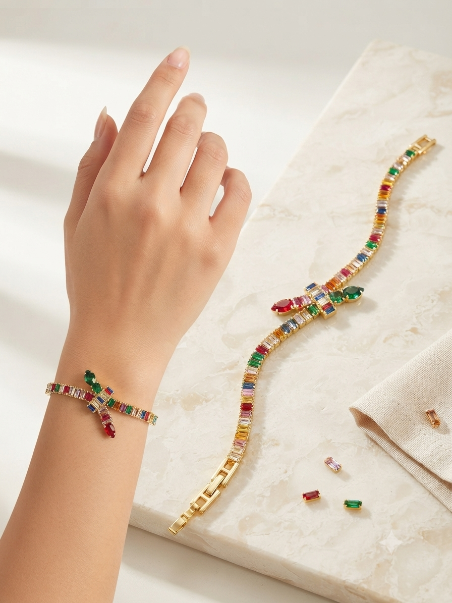 Rainbow snake tennis bracelet