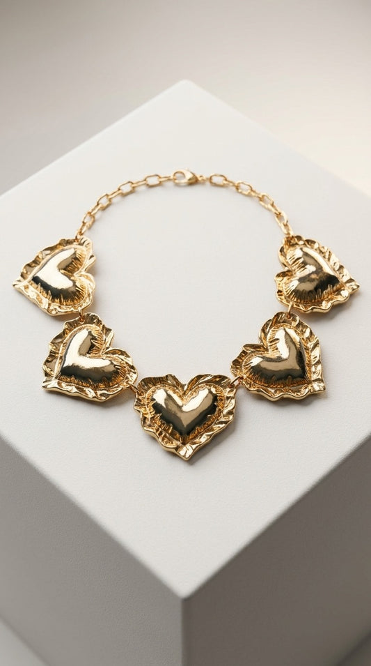 Golden Heart Statement Necklace