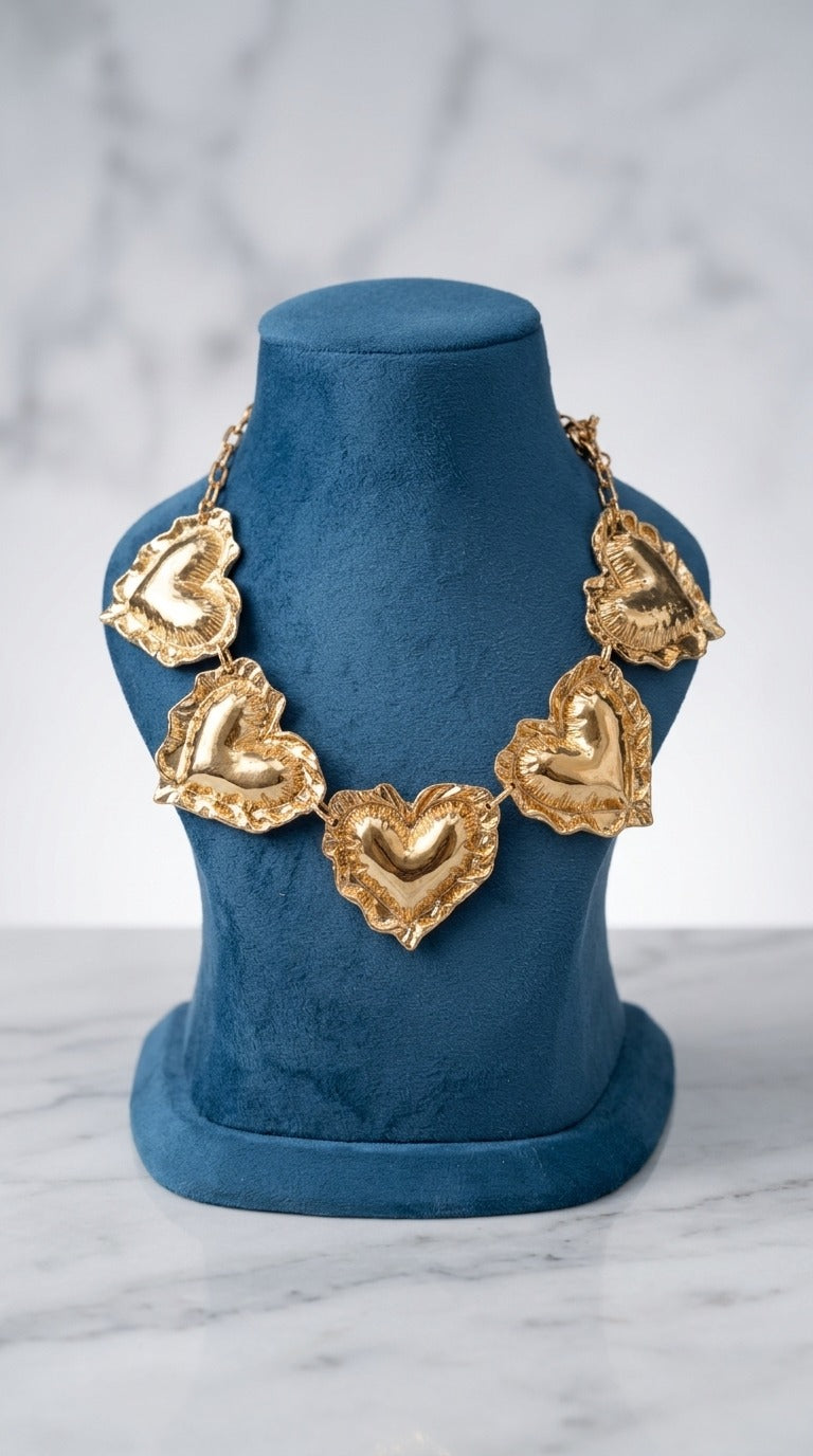 Golden Heart Statement Necklace