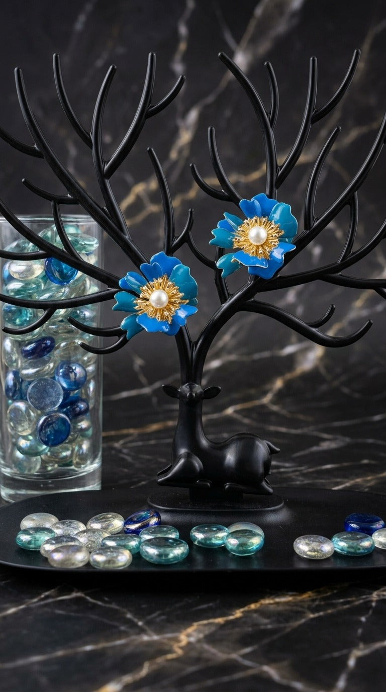 Blue Petal Elegance Earrings