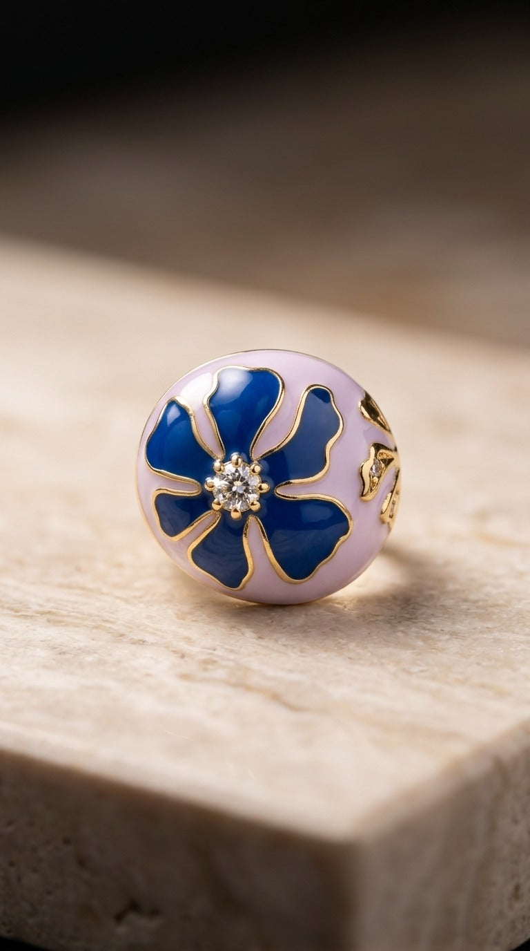 Blue Petal Elegance Ring