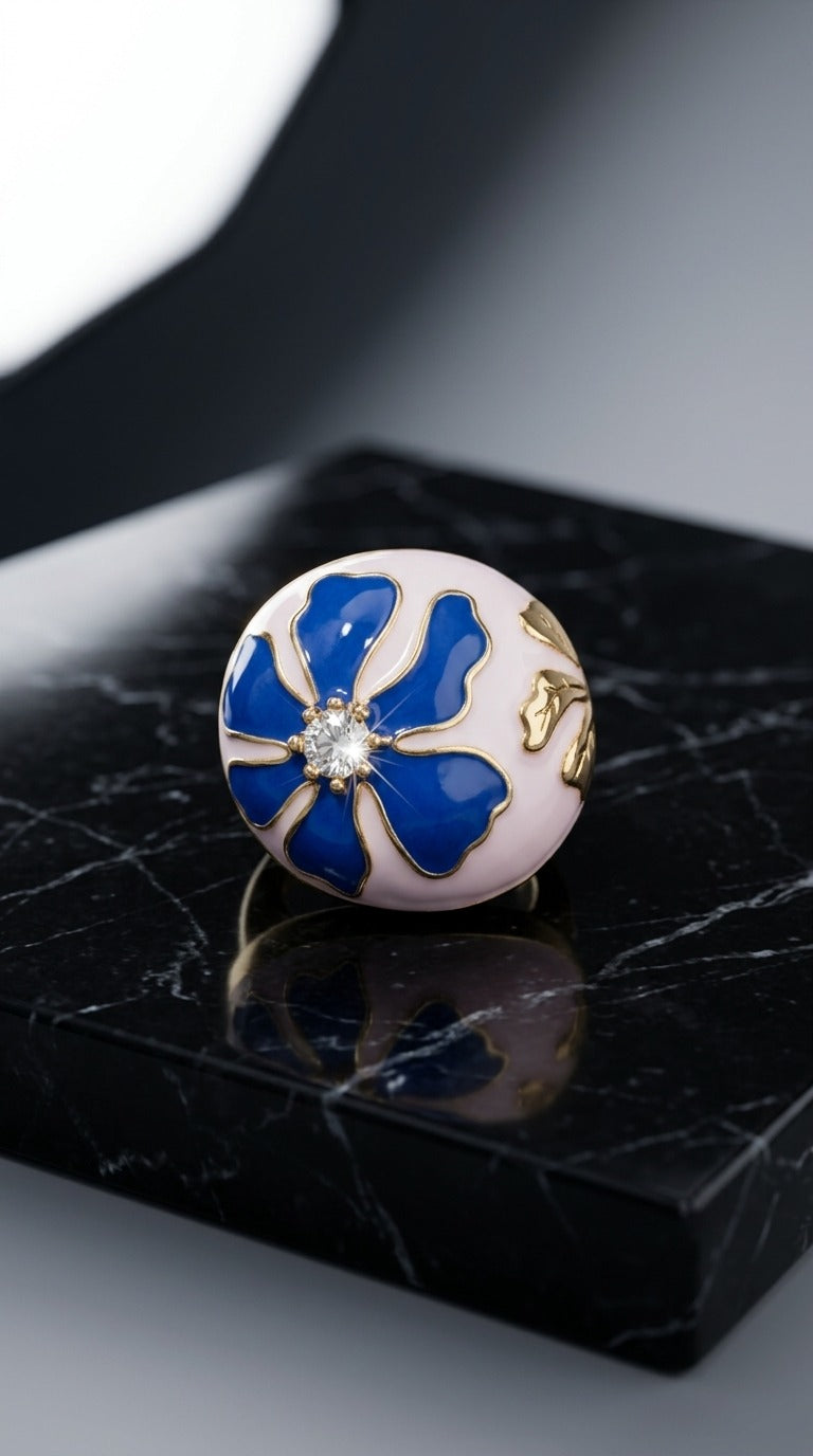 Blue Petal Elegance Ring