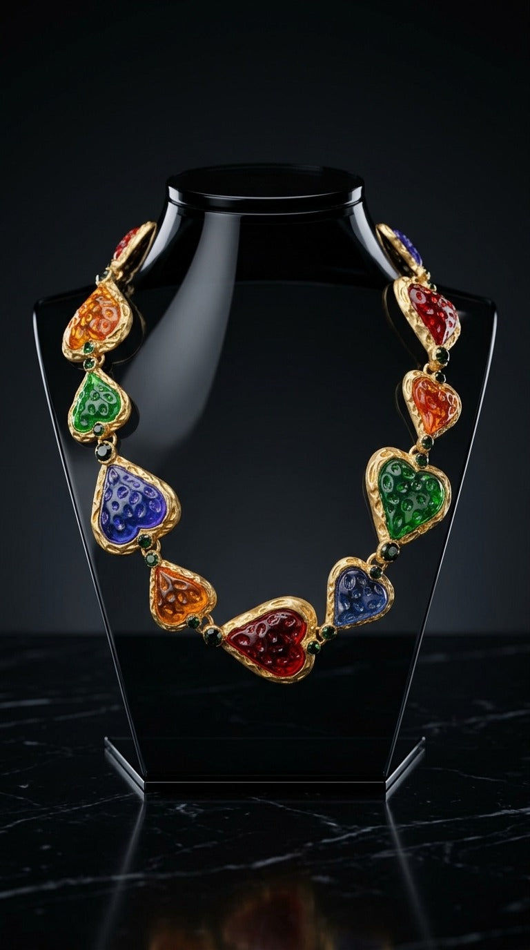 Rainbow Hearts Statement Necklace