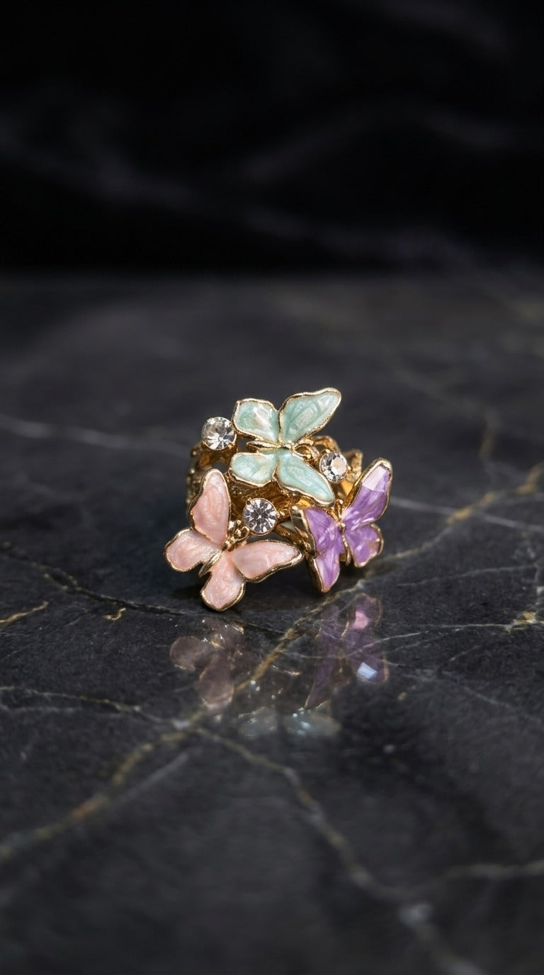 Pastel Butterfly Garden Ring