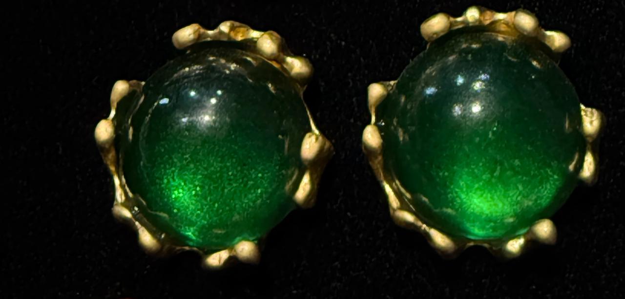 "The Emerald Cabochon Nebula Studs"