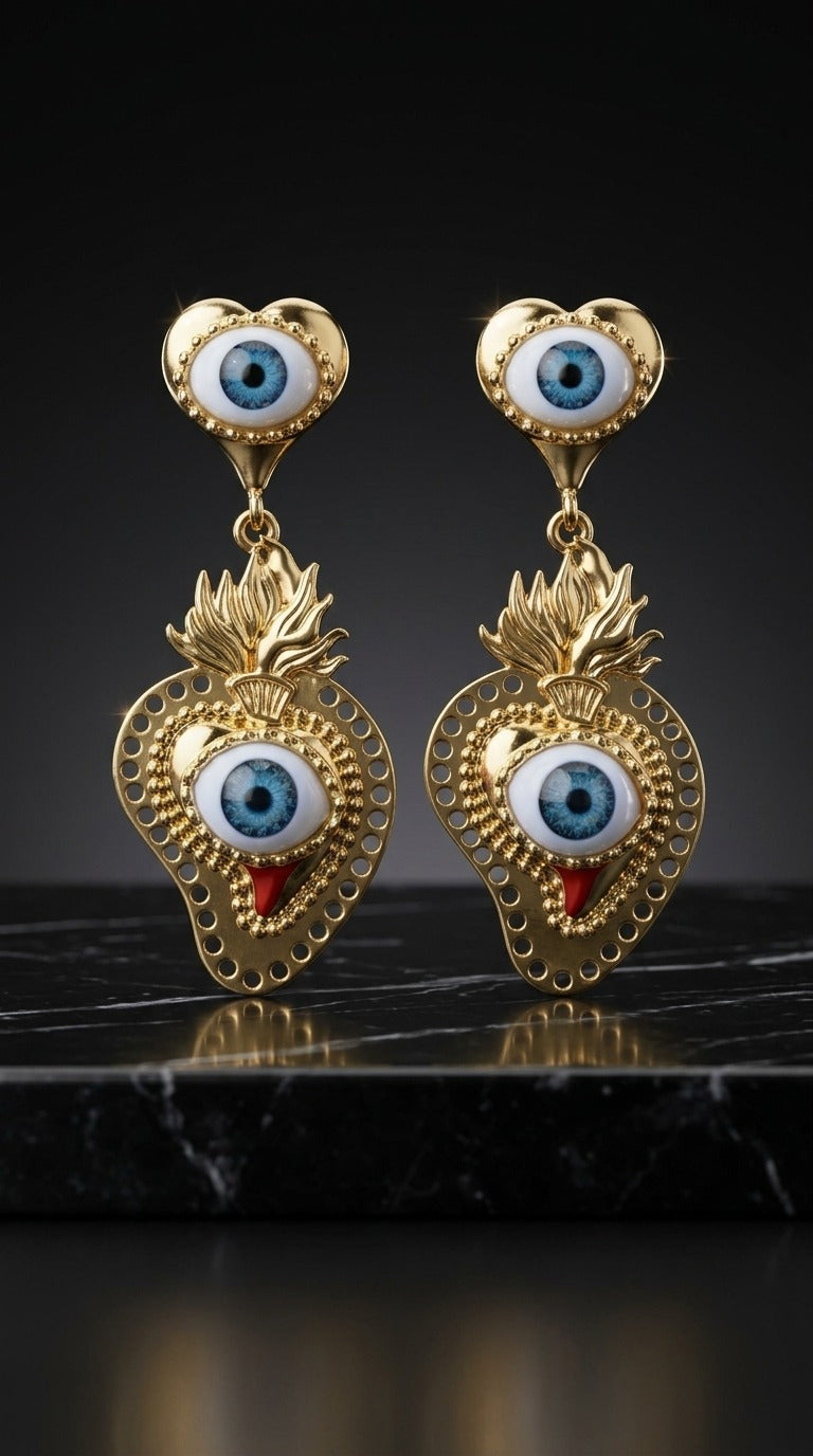 Golden Guardian Eye Earrings