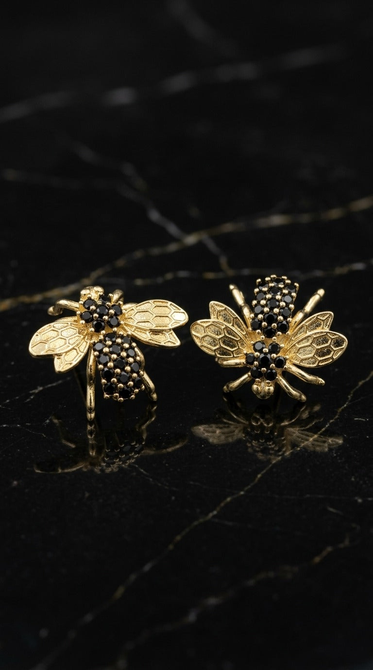Golden Honeybee Stud Earrings