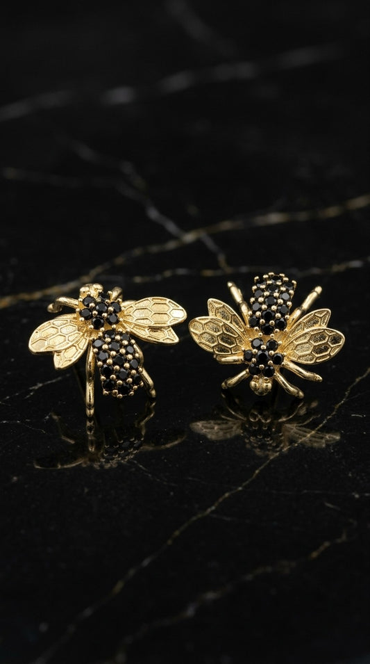 Golden Honeybee Stud Earrings