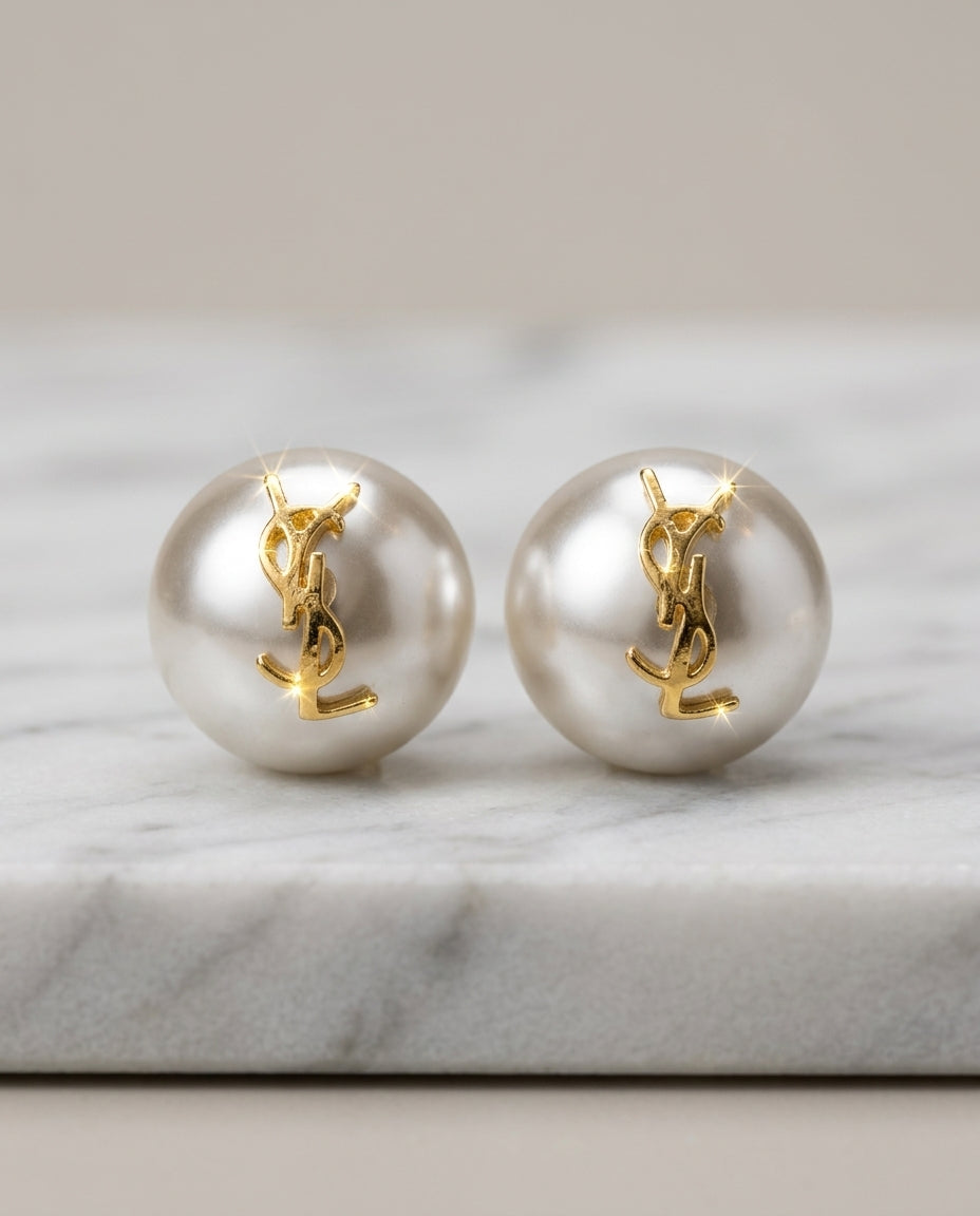 Celeste Pearl Glow Brand Studs