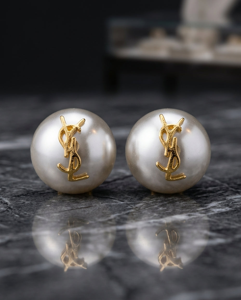 Celeste Pearl Glow Brand Studs
