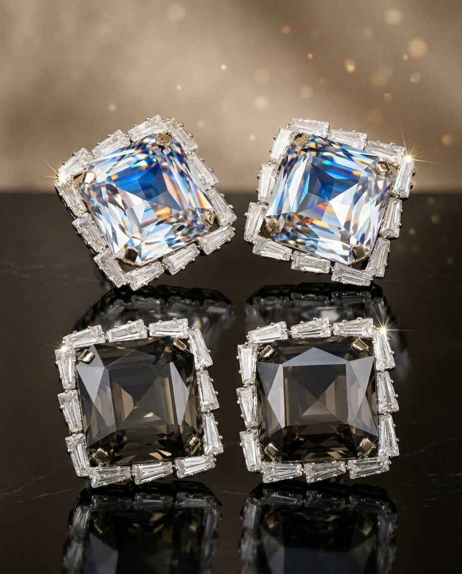 "The Regent Asscher Halo Studs"