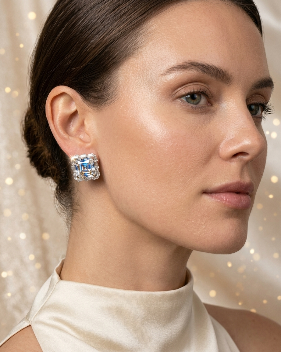 "The Regent Asscher Halo Studs"