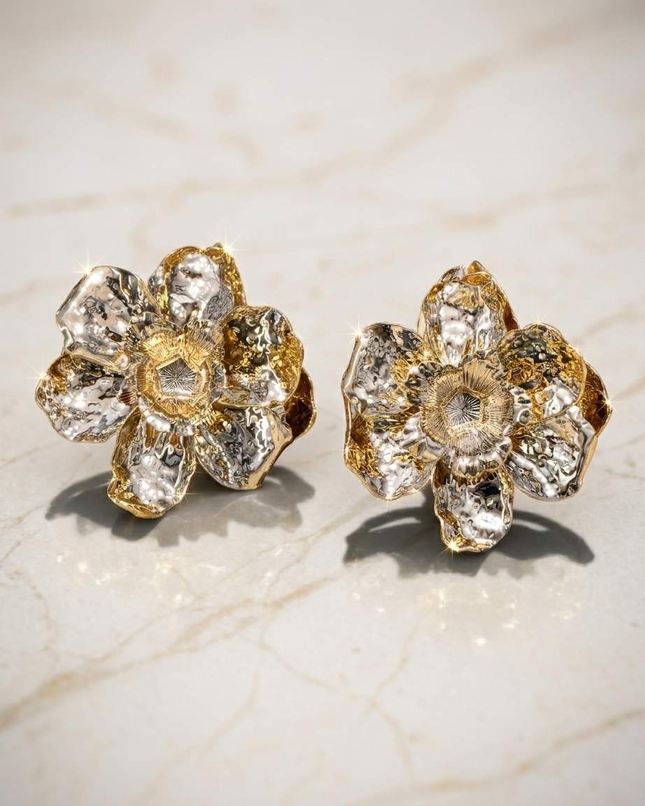 "The Aurelia Crinkled Bloom Studs"