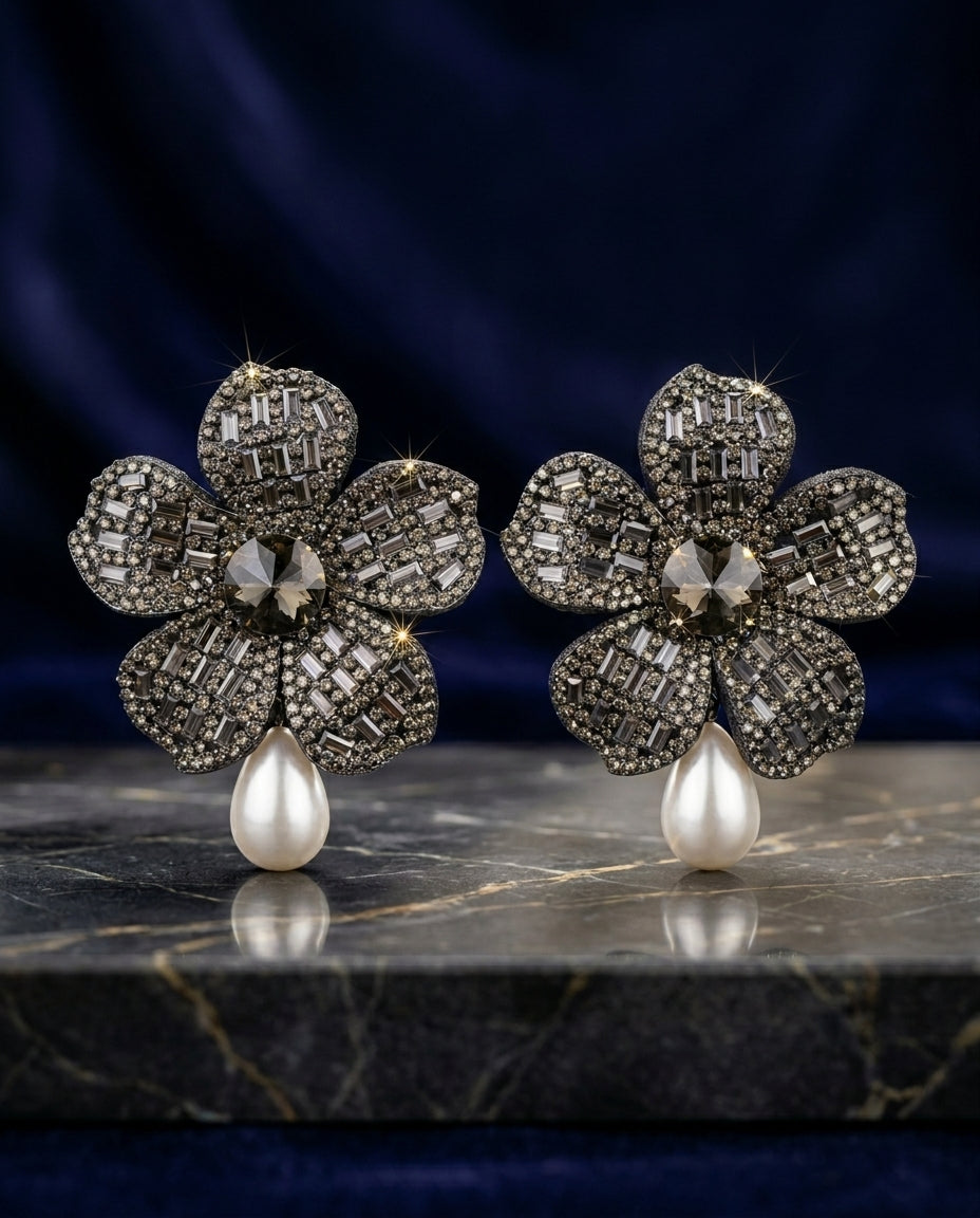 "The Midnight Petal Pearl Drops"