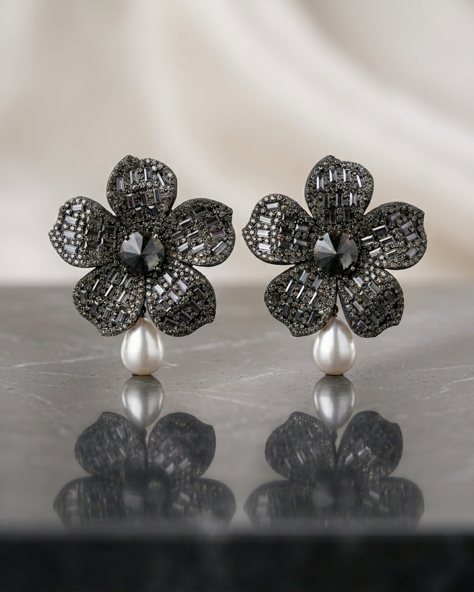 "The Midnight Petal Pearl Drops"