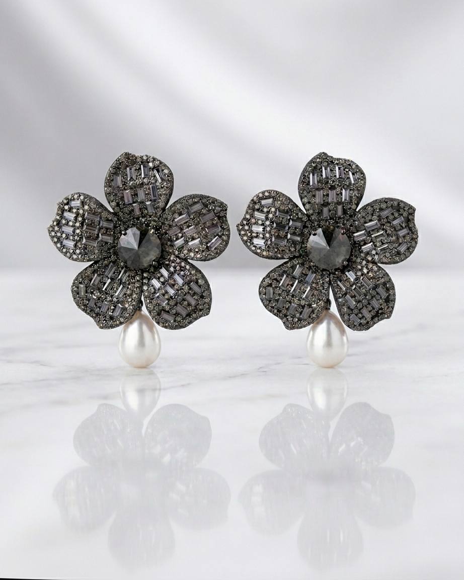 "The Midnight Petal Pearl Drops"
