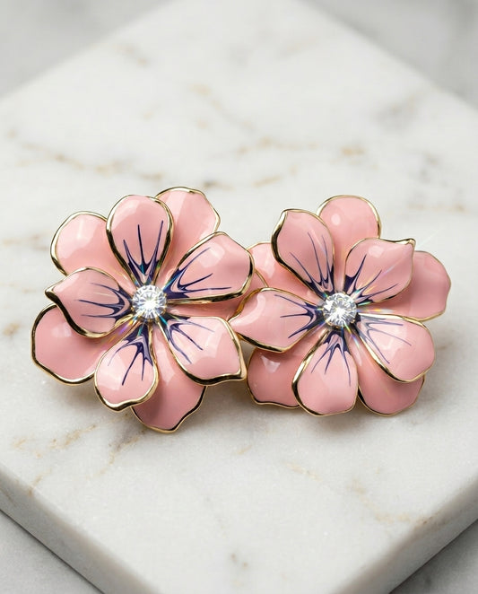 "The Blush Orchid Enamel Studs"