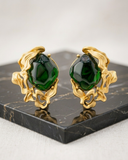 "The Emerald Abyss Sculptural Studs"