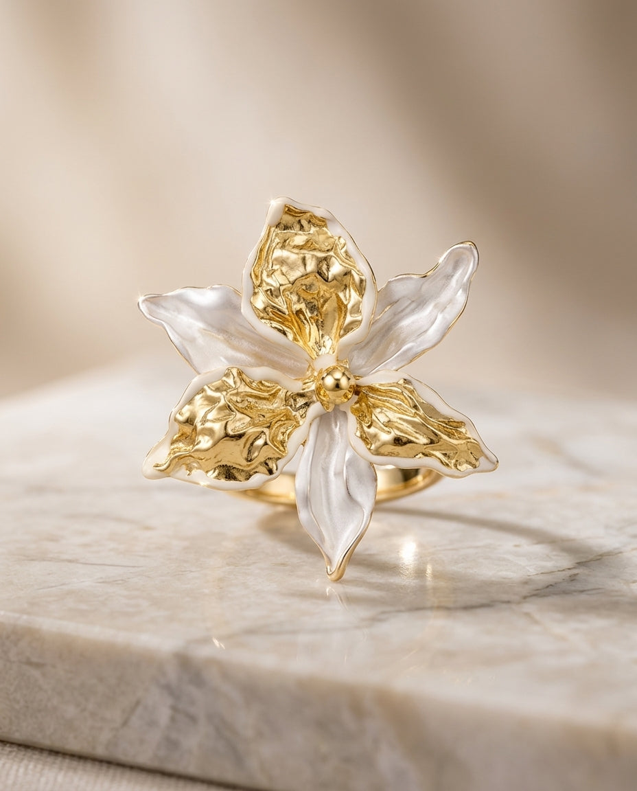 "The Olivia Gilded Orchid Ring"