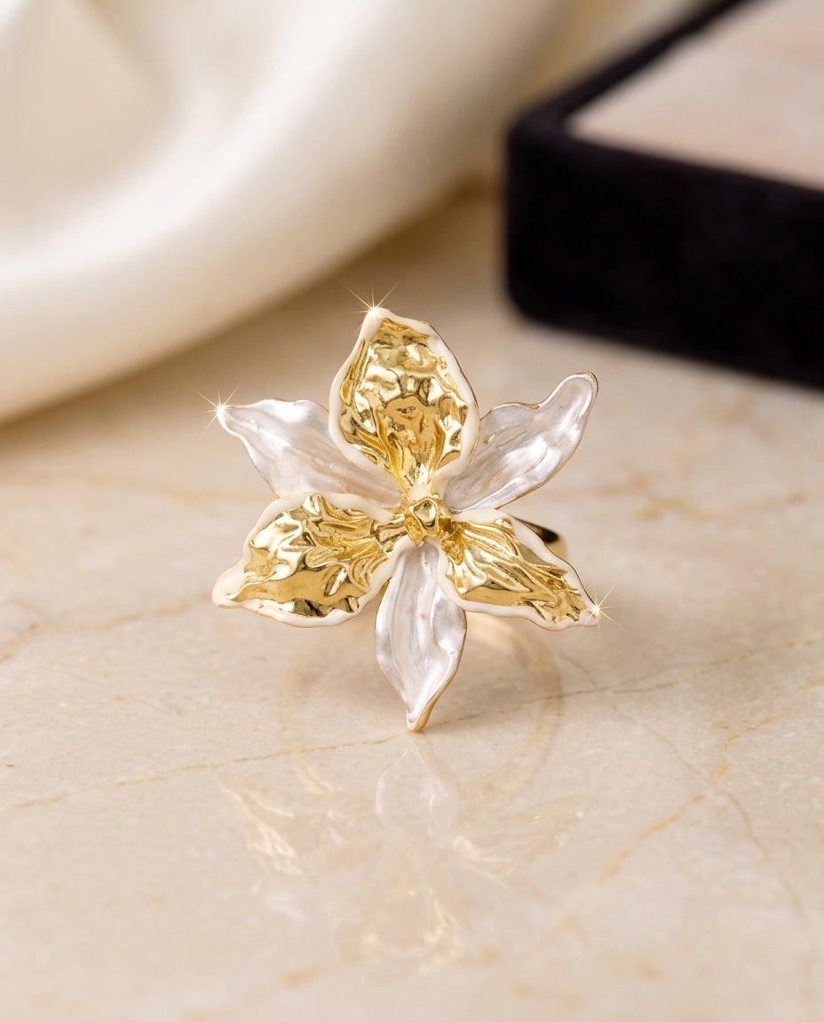"The Olivia Gilded Orchid Ring"