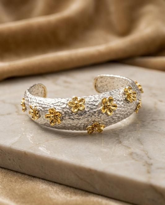 "The Gilded Meadow Hammered Cuff"