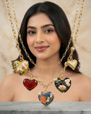 “Double chain colourful heart neckpiece”