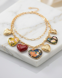 “Double chain colourful heart neckpiece”