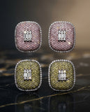 "Imperial Gaze Colored Diamond Cluster Earrings."