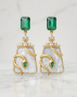 Emerald & Mother-of-Pearl Serpent Statement Earrings