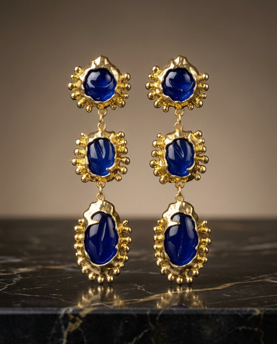 "Midnight Azure Korean Earrings"