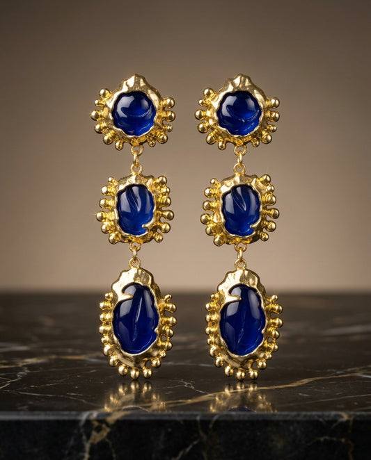 "Midnight Azure Korean Earrings"