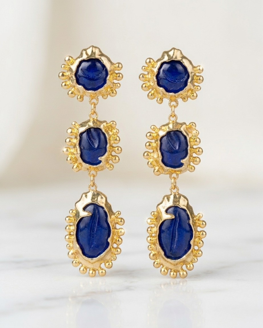 "Midnight Azure Korean Earrings"