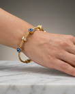 "Golden Cable Evil Eye Charm Bangle"