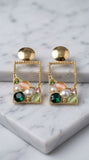 Emerald Mosaic Frame Earrings