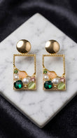 Emerald Mosaic Frame Earrings