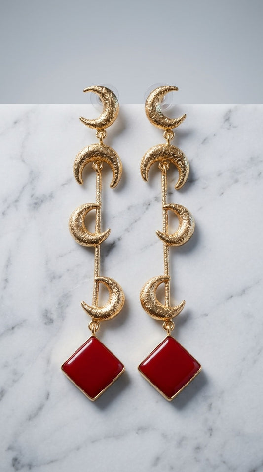 Golden Moonfall Dangle Earrings