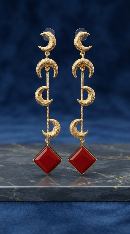 Golden Moonfall Dangle Earrings