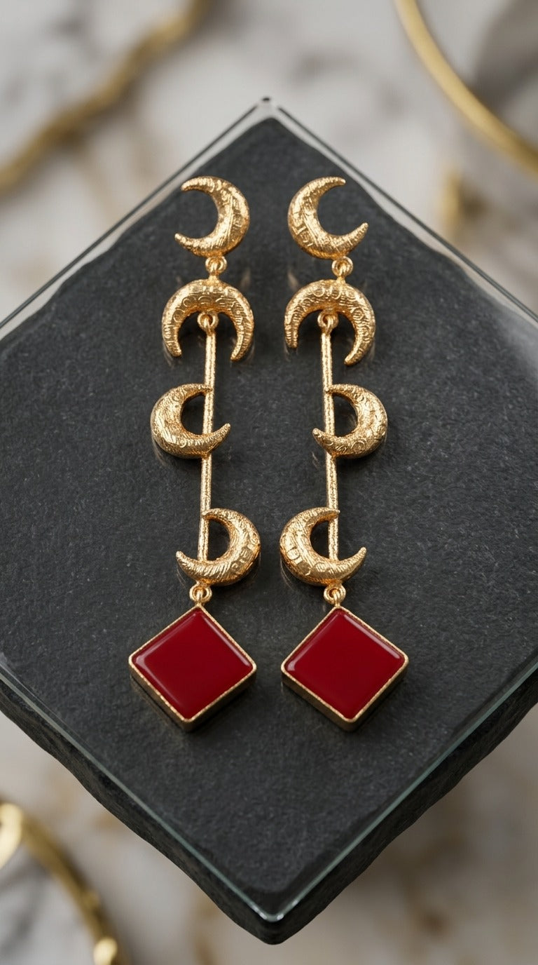 Golden Moonfall Dangle Earrings