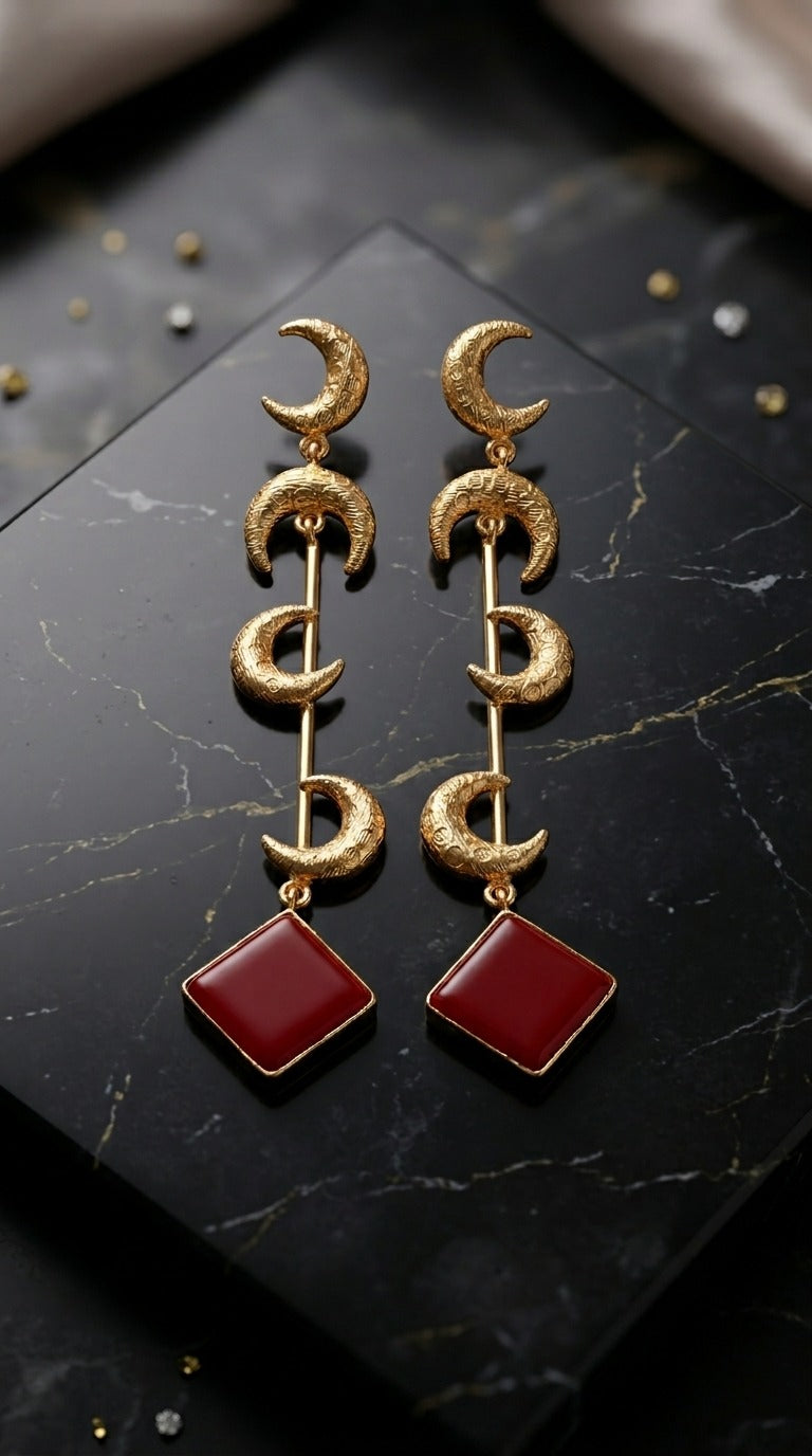 Golden Moonfall Dangle Earrings