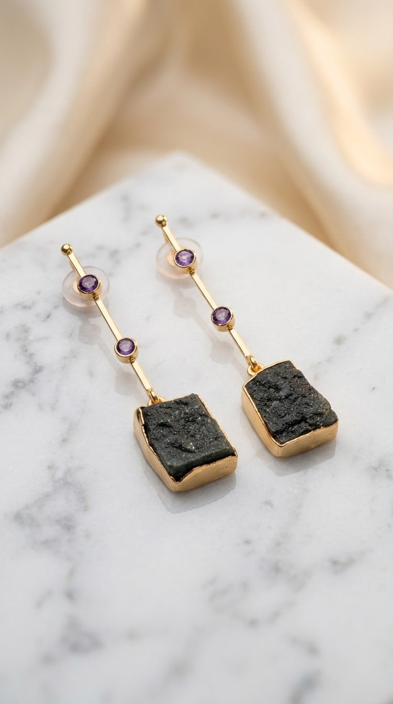 Violet Aura Drop Earrings